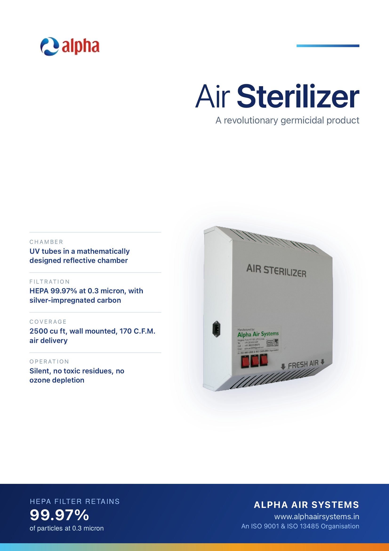 Alpha Air Sterilizer AAS-AS-60 brochure, page 1
