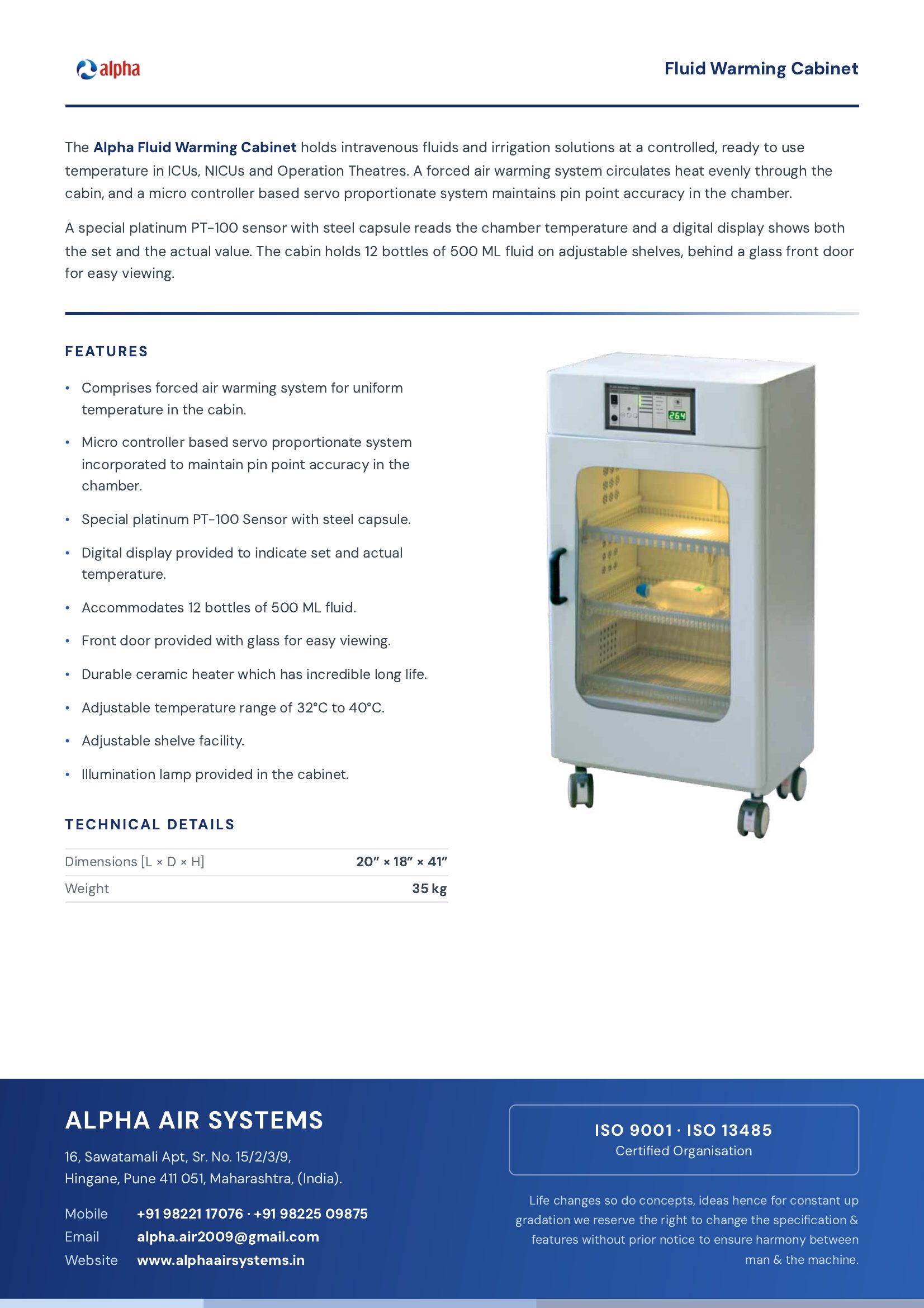 Fluid Warming Cabinet AAS-FWC-12 brochure, page 2