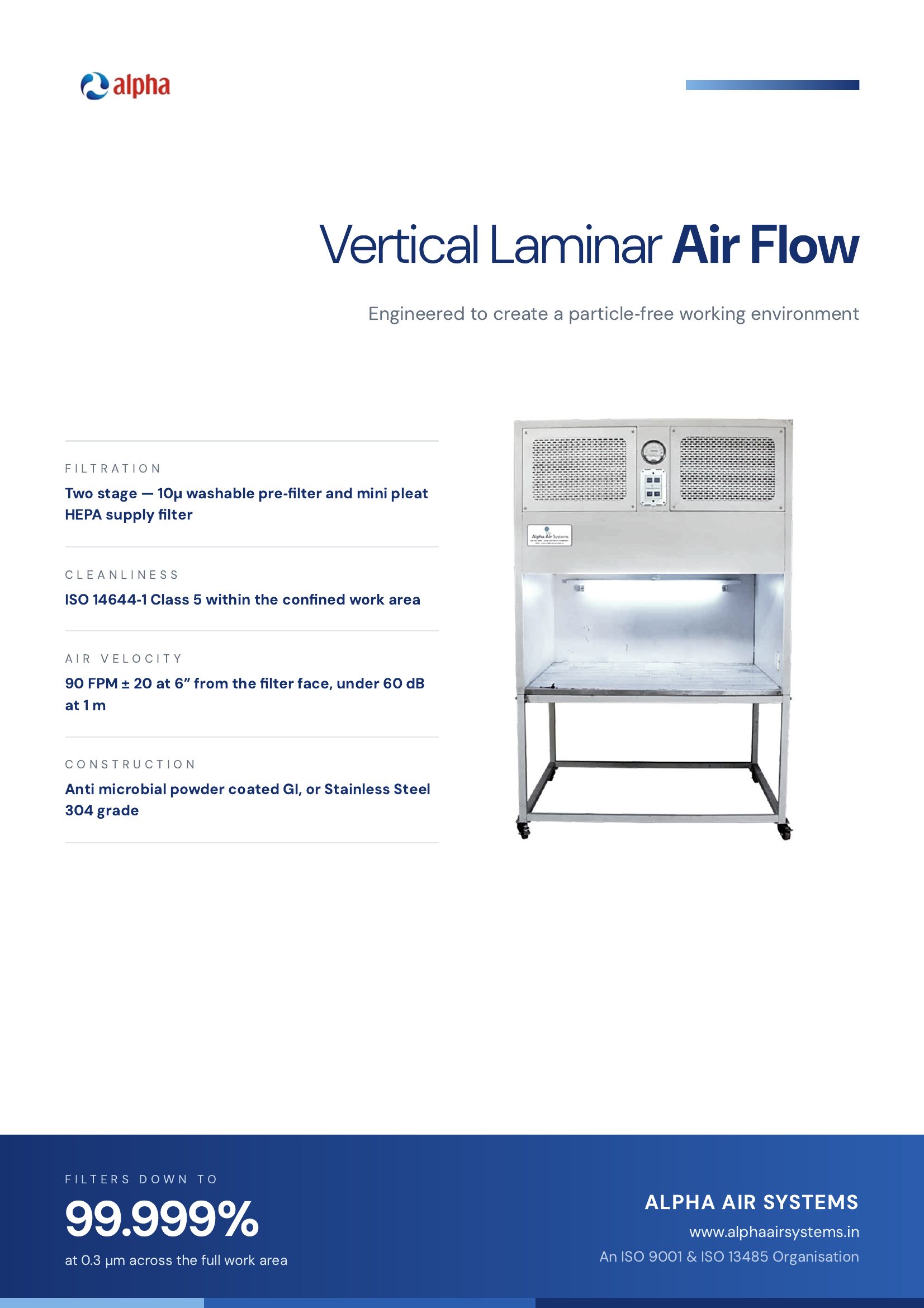Vertical Laminar Air Flow AAS-VLAF brochure, page 1