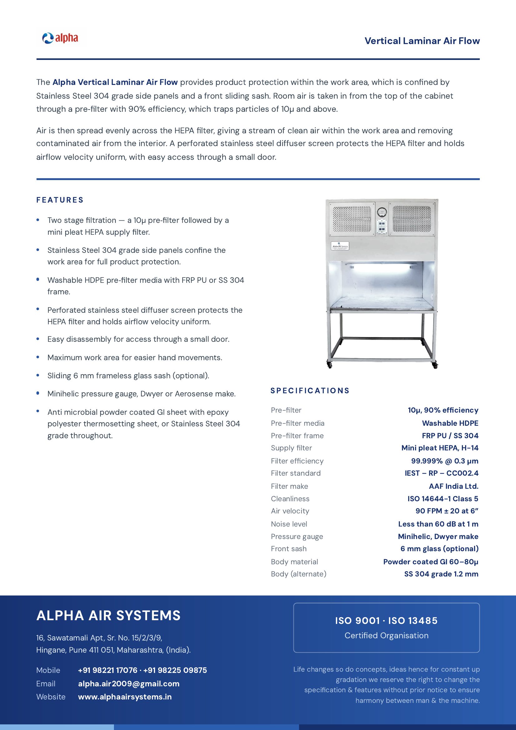 Vertical Laminar Air Flow AAS-VLAF brochure, page 2